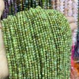 4MM Green Garnet Faceted Round Beads 15''