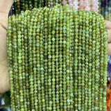 4MM Green Garnet Faceted Round Beads 15''