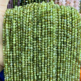 4MM Green Garnet Faceted Round Beads 15''