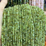 4MM Green Garnet Faceted Round Beads 15''