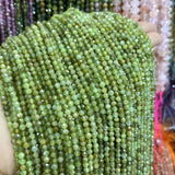 4MM Green Garnet Faceted Round Beads 15''