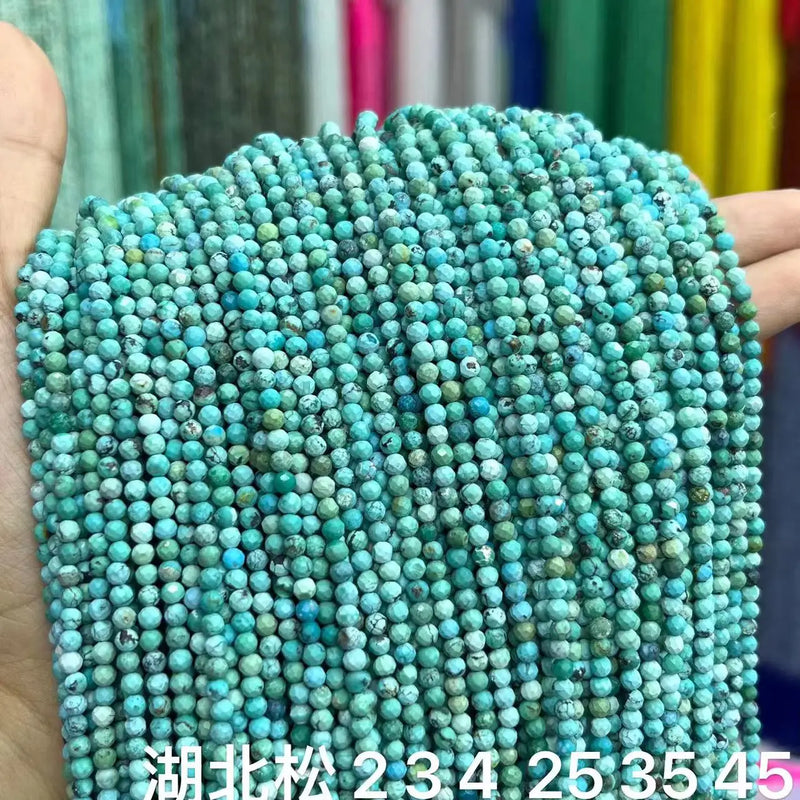 4MM Hubei Turquoise Faceted Round Beads DIY 15''