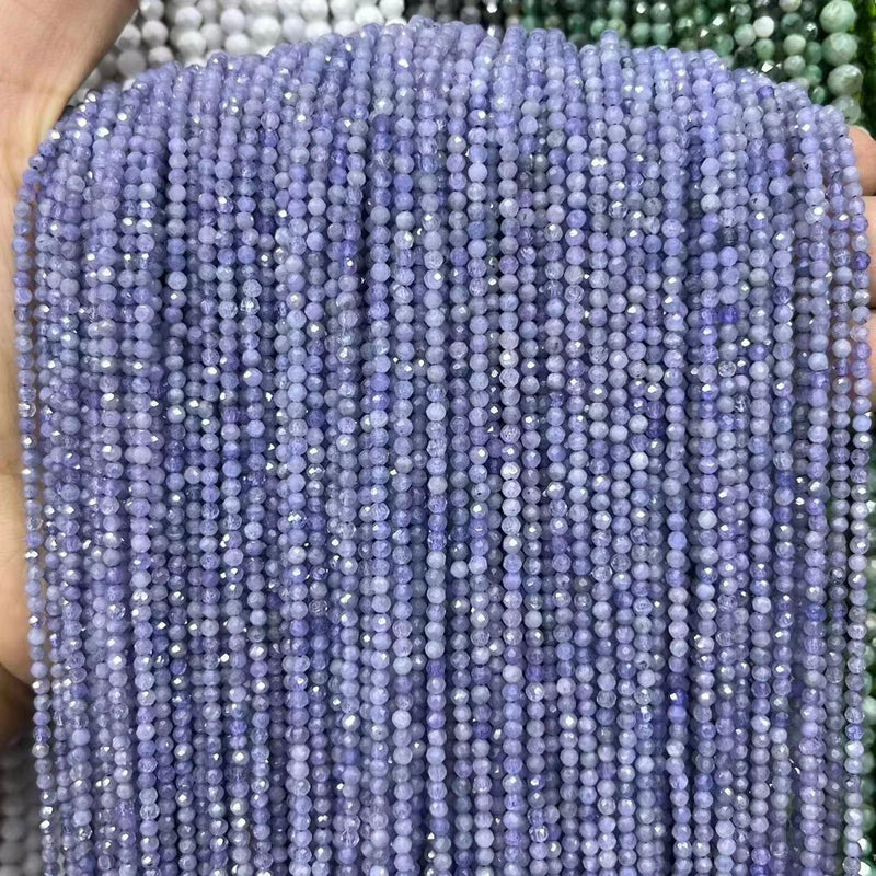 2/3/4MM Tanzanite Faceted Round Loose Beads 15''