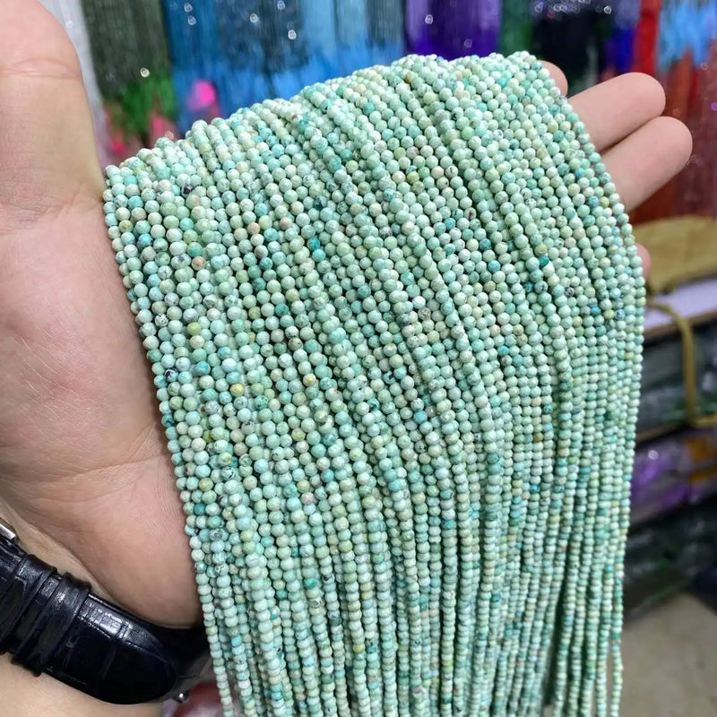 Peruvian Turquoise Faceted Round Spacer Beads 15"