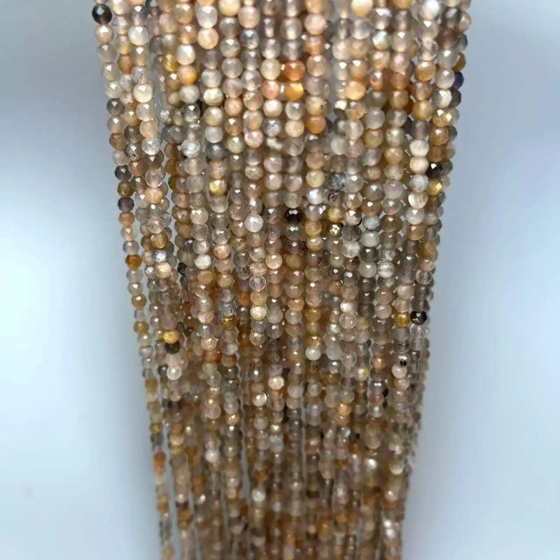 Multicolor Moonstone Faceted Round Stone Beads 15" Wholesale