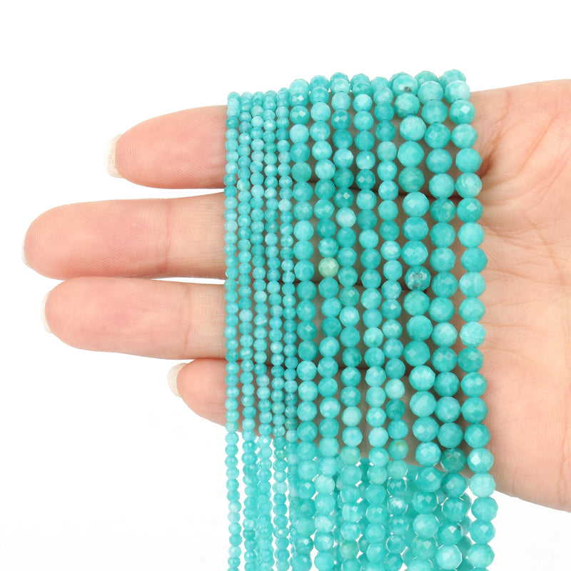 2/3/4mm Amazonite Natural Stones Faceted Loose Spacer Waist Beads Charm Women