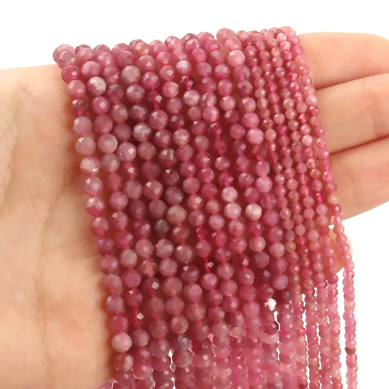 Faceted Natural Pink Tourmaline Waist Spacer Beads for Jewelry Making