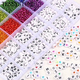 Glass Seed Beads Letter Beads Box Set DIY Jewelry Making Bracelet Rings Set
