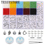 Glass Seed Beads Letter Beads Box Set DIY Jewelry Making Bracelet Rings Set