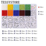 Glass Seed Beads Letter Beads Box Set DIY Jewelry Making Bracelet Rings Set
