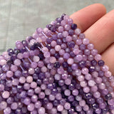 3mm Natural Faceted Purple Gem Stone Beads Round Mineral Bead DIY Jewelry Making