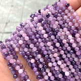 3mm Natural Faceted Purple Gem Stone Beads Round Mineral Bead DIY Jewelry Making