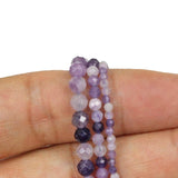 3mm Natural Faceted Purple Gem Stone Beads Round Mineral Bead DIY Jewelry Making