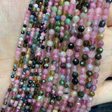 Natural Multicolor Tourmaline Beads 15'' Faceted Tiny Spacer DIY Loose Beads