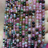 Natural Multicolor Tourmaline Beads 15'' Faceted Tiny Spacer DIY Loose Beads