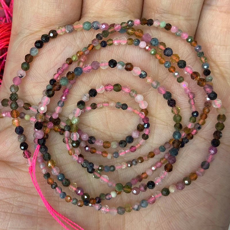 Natural Multicolor Tourmaline Beads 15'' Faceted Tiny Spacer DIY Loose Beads
