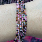 Natural Multicolor Tourmaline Beads 15'' Faceted Tiny Spacer DIY Loose Beads