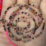 Natural Multicolor Tourmaline Beads 15'' Faceted Tiny Spacer DIY Loose Beads