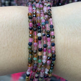 Natural Multicolor Tourmaline Beads 15'' Faceted Tiny Spacer DIY Loose Beads