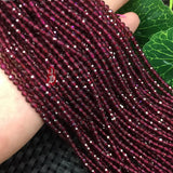 Red Garnet Stone Beads Faceted Spacer Tiny DIY Loose Beads 15''