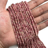 3mm Rhodochrosite Stone Beads Round Faceted for Jewelry Making DIY