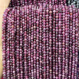 3mm Rubellite Faceted Round Beads 15 Inch