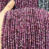 3mm Rubellite Faceted Round Beads 15 Inch