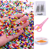 Small Glass Seed Bead Box Czech Crystal Charm Beads Set