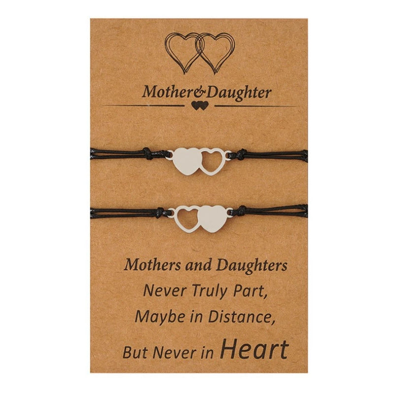 Mother Daughter Bracelets Set Love Heart Rope Bracelets