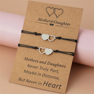 Mother Daughter Bracelets Set Love Heart Rope Bracelets