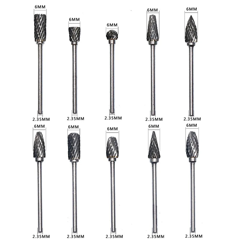 Tungsten Carbide Rotary Files Woodworking Milling Cutters - 10 Sets