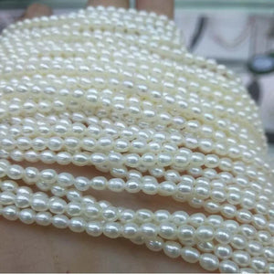 3MM Rice Shape High Light Freshwater Pearl Strand Earring Findings