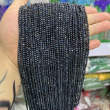 2/3MM Dark Sapphire Faceted Round Spacer Beads 15"