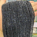 2/3MM Dark Sapphire Faceted Round Spacer Beads 15"