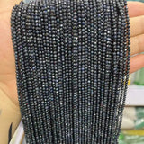 2/3MM Dark Sapphire Faceted Round Spacer Beads 15"