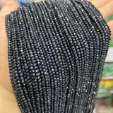 2/3MM Dark Sapphire Faceted Round Spacer Beads 15"