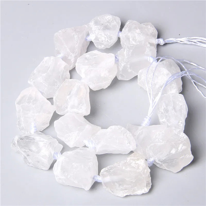Natural Clear Quartz Beads Raw Minerals Crystal Nugget Stone Beads