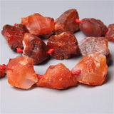Natural Red Orange Agates Beads Freeform 7-8Pcs Minerals Nugget Gravel