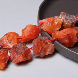 Natural Red Orange Agates Beads Freeform 7-8Pcs Minerals Nugget Gravel