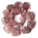 Pink Strawberry Quartz Nugget Beads Unpolished