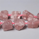 Pink Strawberry Quartz Nugget Beads Unpolished