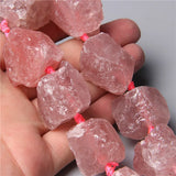 Pink Strawberry Quartz Nugget Beads Unpolished