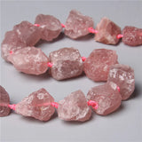 Pink Strawberry Quartz Nugget Beads Unpolished