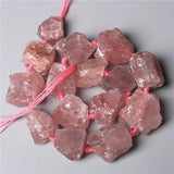 Pink Strawberry Quartz Nugget Beads Unpolished