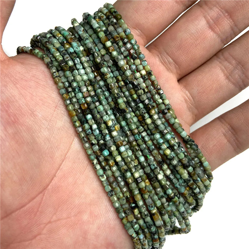 Natural Green African Turquoise Stone Square Bead 15''