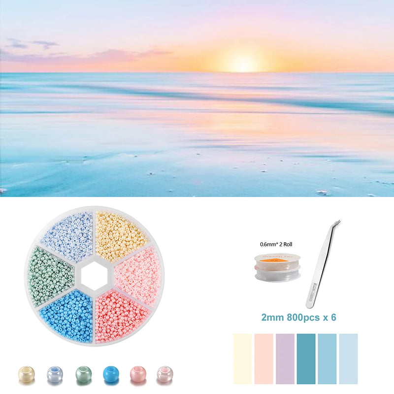 Seed Beads Kit Small Jewelry Beads Kit with Thread & Needle