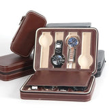 Faux Leather Zipper Watch Jewelry Storage Box Organizer