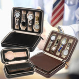Faux Leather Zipper Watch Jewelry Storage Box Organizer
