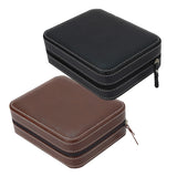 Leather Storage Display Case Watch Box Zippered Travel Portable Box