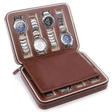 8 Slot PU Leather Watches Organizer Box Double Layer